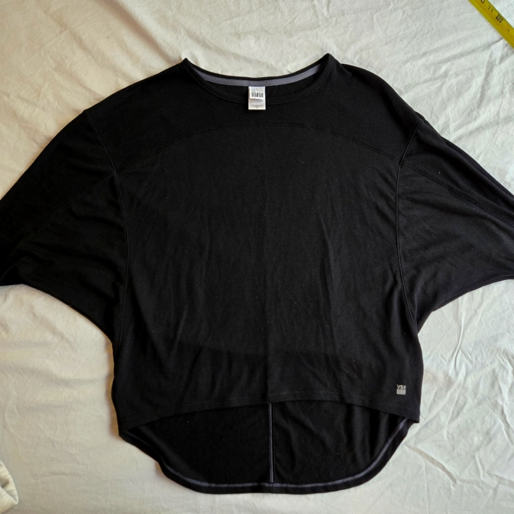 Victoria's Secret Sport VSX sz S Batwing Sleeve Black Oversized Top